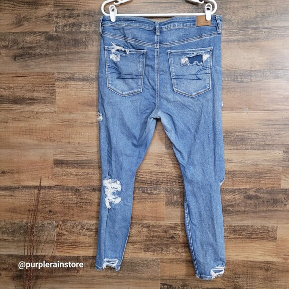 American Eagle Jeans 16 R Jegging Super Hi Rise Next Level Stretch Medium Light - Picture 2 of 13